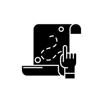 Treasure map black icon, vector sign on isolated background. Treasure map Stock Illustration