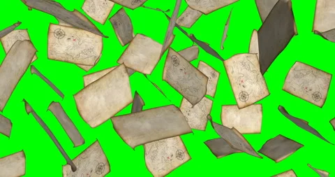 Treasure map falling slow motion | Stock Video | Pond5