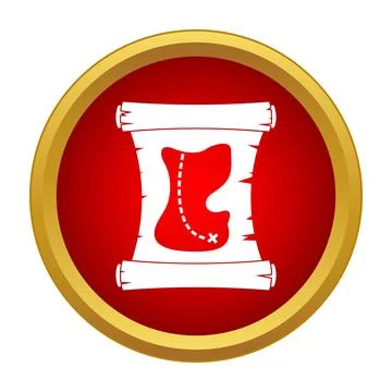 Treasure map icon finding spot on scroll Stock Illustration