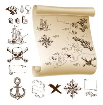 Treasure map kit Stockillustratie