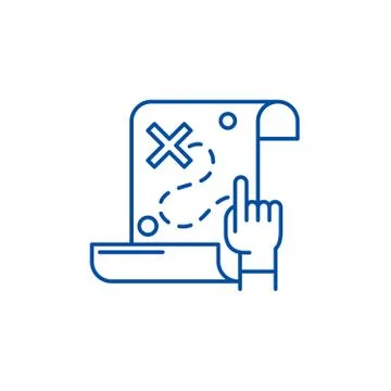 Treasure map line icon concept. Treasure map flat vector symbol, sign, outline Stock Illustration