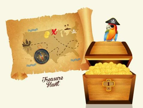 Treasure map on parchment Stock Illustration