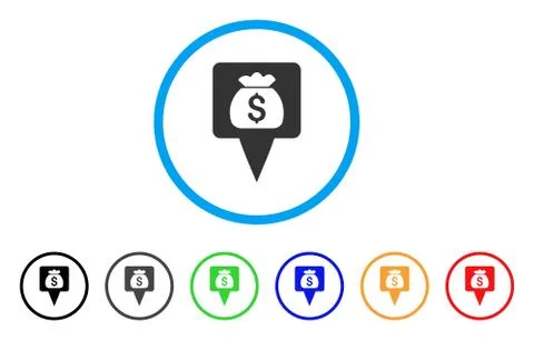 Treasure Map Pointer Rounded Icon Stock Illustration