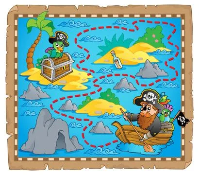 Treasure map theme image - illustration. Stock Illustration