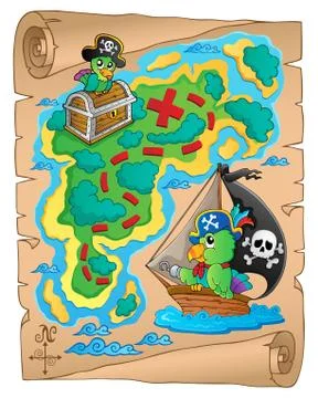 Treasure map theme image - illustration. Stock Illustration
