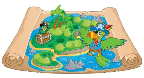Treasure map theme image - illustration. Illustrazione stock
