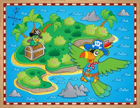 Treasure map theme image - illustration. Stock Illustration