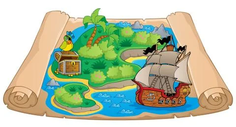 Treasure map topic image - illustration. Stock Illustration