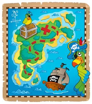 Treasure map topic image - illustration. Illustrazione stock