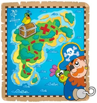 Treasure map topic image - illustration. Stock Illustration