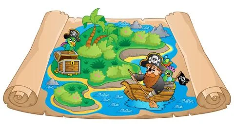 Treasure map topic image - illustration. Stock Illustration