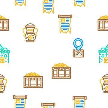 Treasure Precious And Antique vector seamless pattern イラスト素材