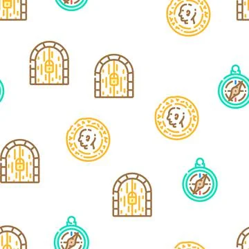 Treasure Precious And Antique vector seamless pattern 스톡 일러스트