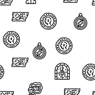 Treasure Precious And Antique vector seamless pattern 스톡 일러스트