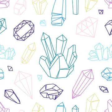 Treasure stones pattern. Seamless print with diamond and crystals gemstones Stock Illustration