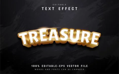 Treasure text, 3d gold text effect Stock Illustration