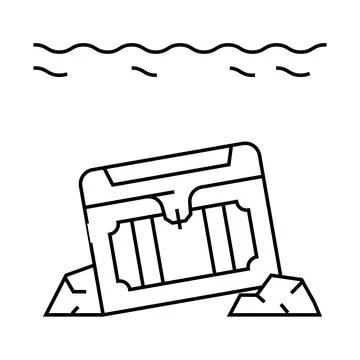 Treasures underwater line icon vector illustration Stock Illustration