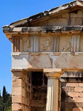 Treasury of the Athenians at Delphi Stock Photos
