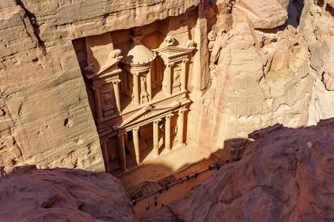 The Treasury is one of the most elaborate temples in the ancient Arab Nabat.. Stock Photos
