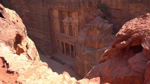 The Treasury In Petra From Above Stock Footage 248725209