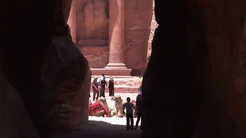 The Treasury as seen from al-Siq right before the passage ends Stock Footage 70403575