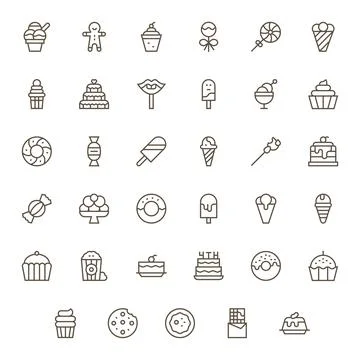 Treat Essential Vector Set including 35 Pixel Optimized Regular Line 256x25.. 스톡 일러스트