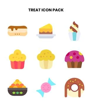 Treat Flat Scalable Icons Pack Stock Illustration