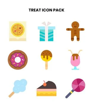 Treat Flat Set Icons Pack Stock Illustration