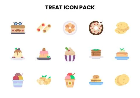 Treat Flat Set Icons Pack Ilustración de archivo