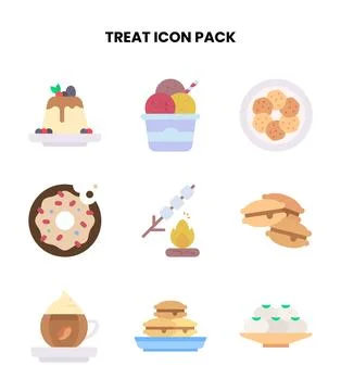 Treat Flat Vector Icons Pack Stock Illustration