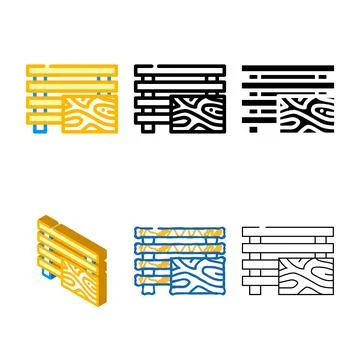 Treated wood types building material color icon vector Ilustración de archivo