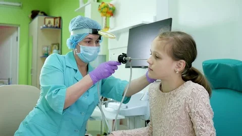 Treatment of chronic diseases children's clinic, physiotherapy in hospital, sick Stock Footage