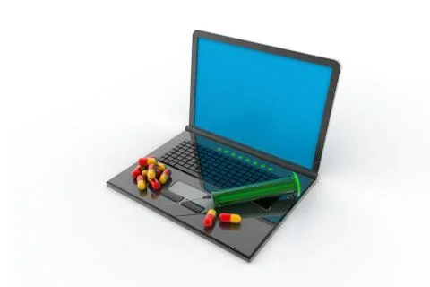 Treatment for computer dependence. Stock Illustration
