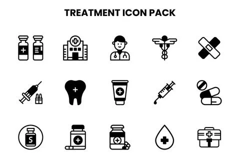 Treatment DuoTone Vector Icons Pack Stock Illustration