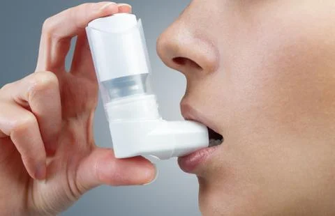 Treatment during an asthma attack Stock Photos