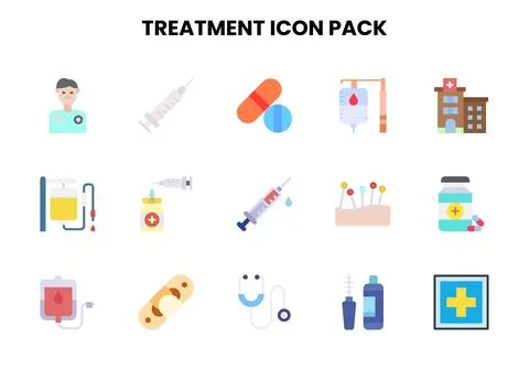 Treatment Flat Vector Icons Pack Stock Illustration