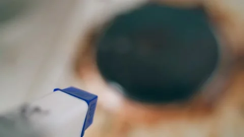Treatment of heavy soiling in the kitchen from a sprayer. Washing agent sprayer Stock Footage 232649408