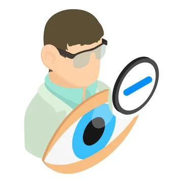 Treatment myopia icon isometric vector. Ophthalmologist human eye minus sign Stock Illustration