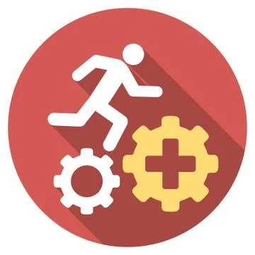 Treatment Process Flat Round Icon with Long Shadow Stock Illustration