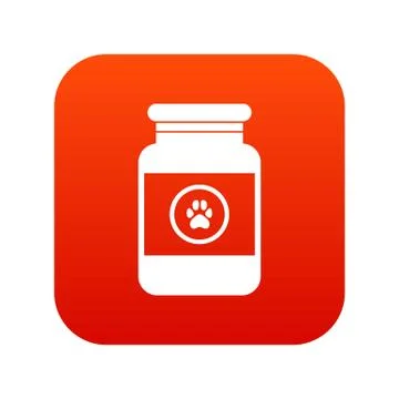 Treatment solution for animals icon digital red Stock Illustration