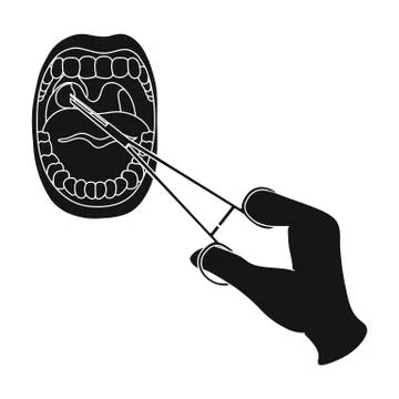 Treatment of the tonsils In the oral cavity. Medicine single icon in black style Stock Illustration