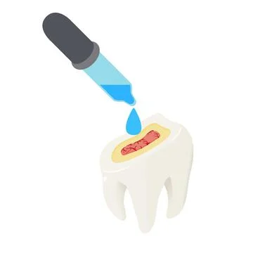 Treatment tooth icon isometric vector. Pipet drop tooth Ilustração Stock