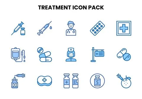 Treatment Two Colour Bundle Icons Pack Stock Illustration
