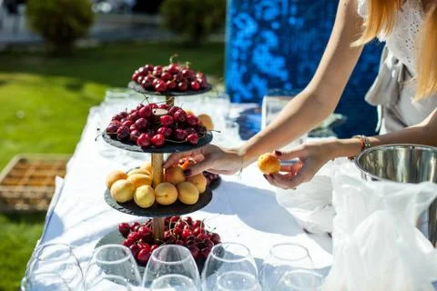 Treats at the buffet table Stock Photos