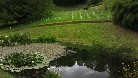 Trebah Gardens with dedication to the men of the 29th Division Cornwall, UK Stock Footage 102473155