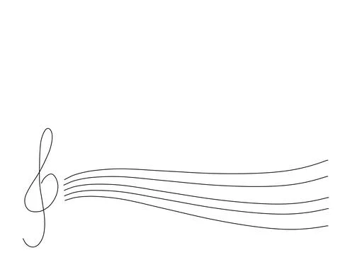 Treble clef and empty stave on white background, copy space Stock Illustration