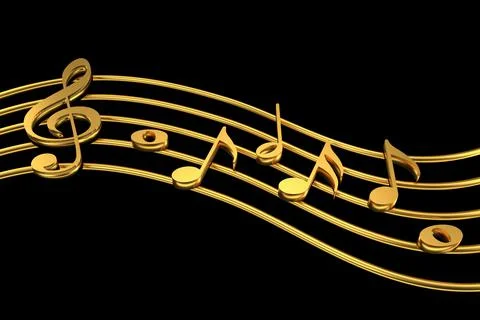 Treble clef and music notation. 3D rendering. Stock Illustration