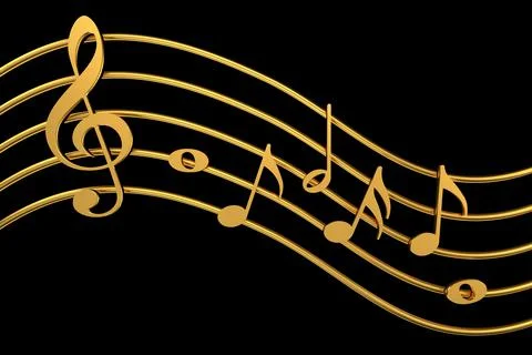 Treble clef and music notation. 3D rendering. Stock Illustration