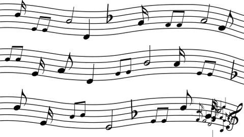 Treble clef and musical notes on a white background. Design. Stock Illustration