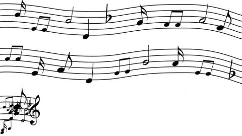 Treble clef and musical notes on a white background. Design. Stock Illustration